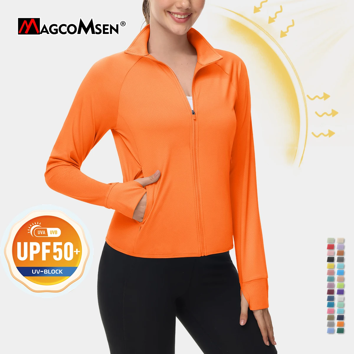 MAGCOMSEN Women's UPF 50+ Sun Protection Hoodie - Lightweight Long Sleeve With Thumb Holes