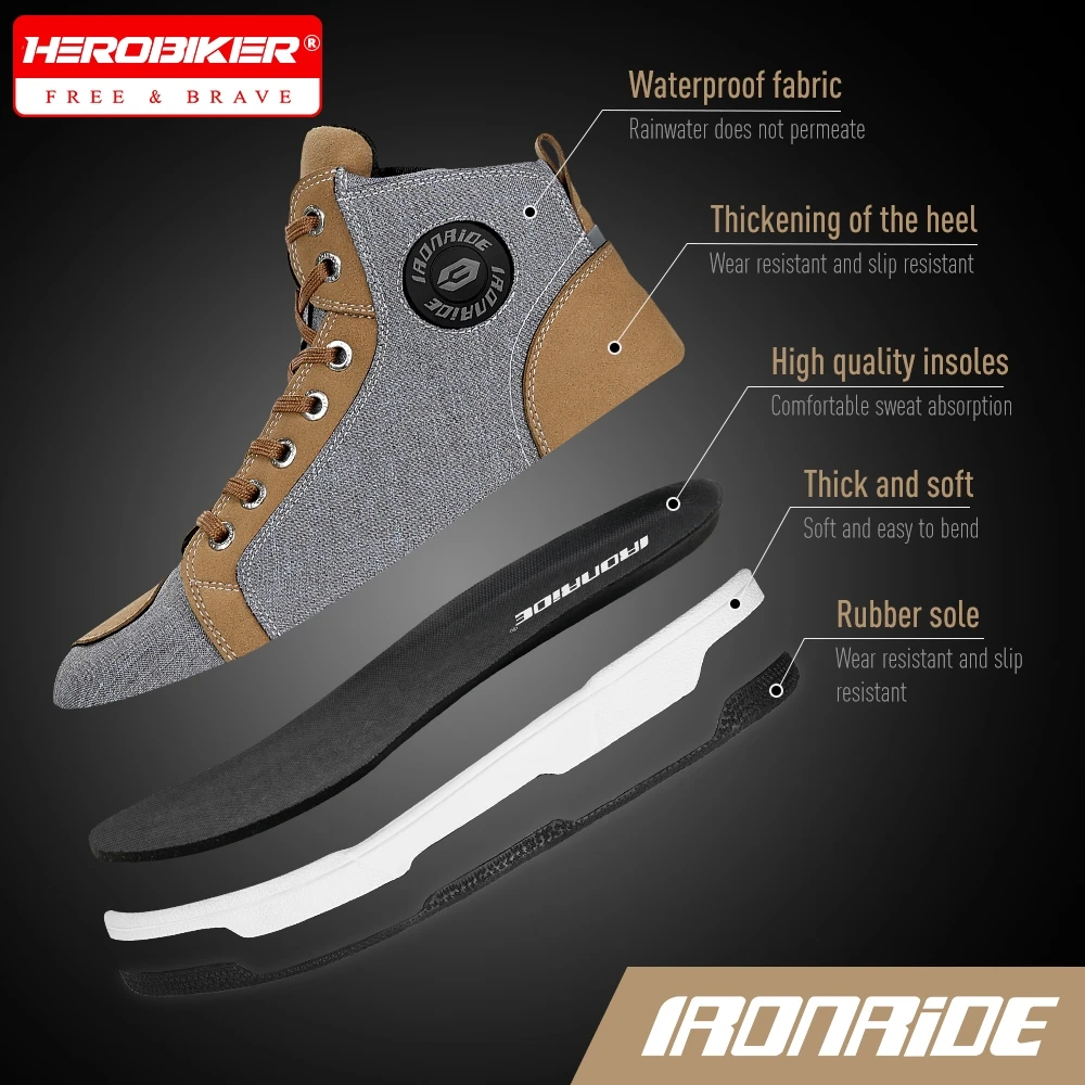 Men Motorcycle boots Motorcycle Rider Protective Boots Casual Breathable Sports Shoes Microfiber Shoes