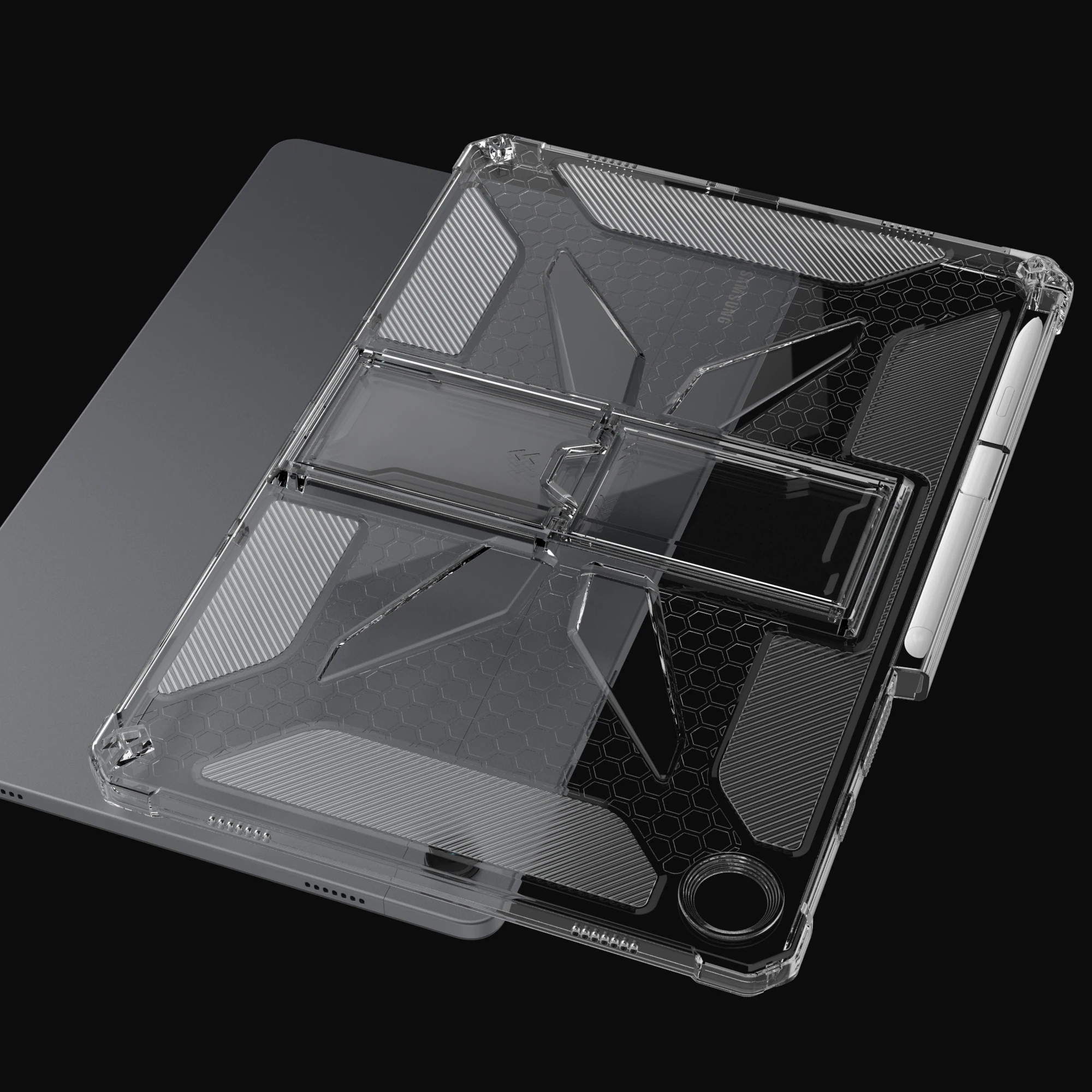 Transparent Soft TPU Case with Stand and Pen Slot
