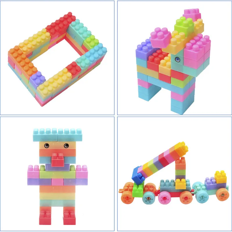 Plastic Building Blocks With Stickers Children Small Particle Assembly Toy Creative Educational Toys Gift Kids Boys 108PCS building block toy