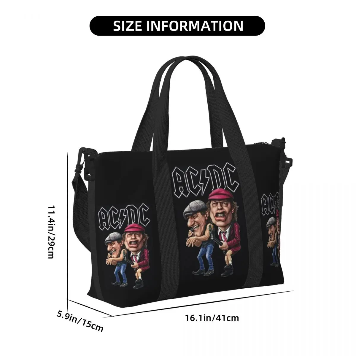 Australian Band Star AC DC Beach Tote Bag Women Extra Large Gym Carry Heavy Metal Rock And Roll Travel Shopping Bags