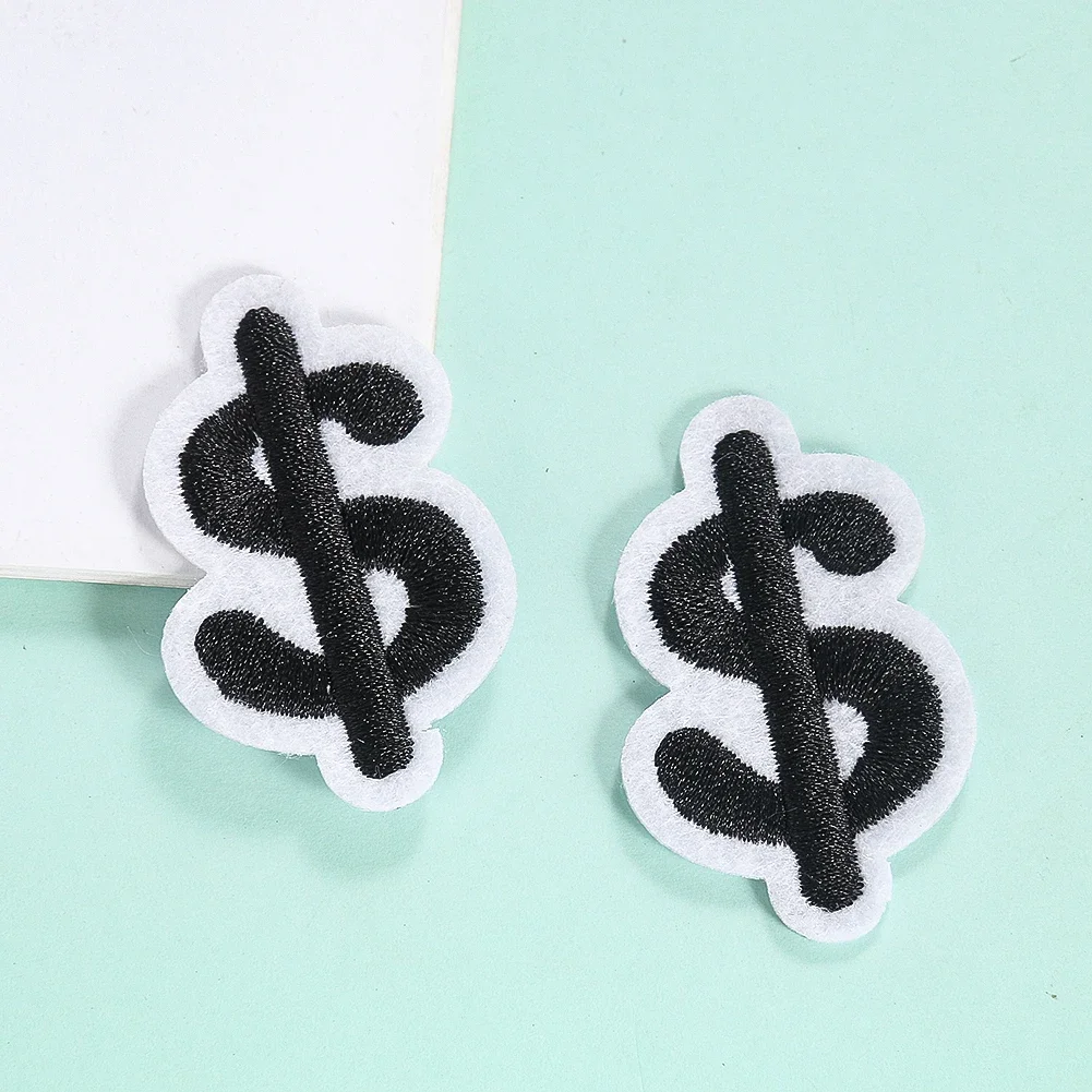5 Stück US-Dollar-Symbol gestickte Aufkleber Eisen auf Patches für Kleidung Sammelalbum Zubehör Handwerk Stoff DIY Näh zubehör