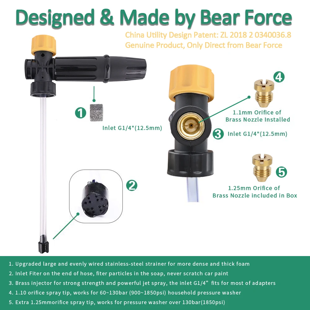 Pressure Washer Adjusable Foam Cannon Car Washer Snow Foam Lance High Pressure Soap Foamer Foam Generator Car Foam Cleaner Spray 3