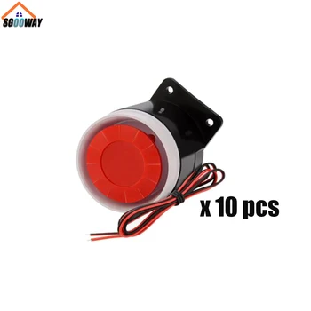 레드 앤 블랙 미니 유선 케이블, 가정 보안용 소리 경보 시스템, 큰 소리 사이렌 경적, 72mm, 120dB DC12V-5V, 1-10 개