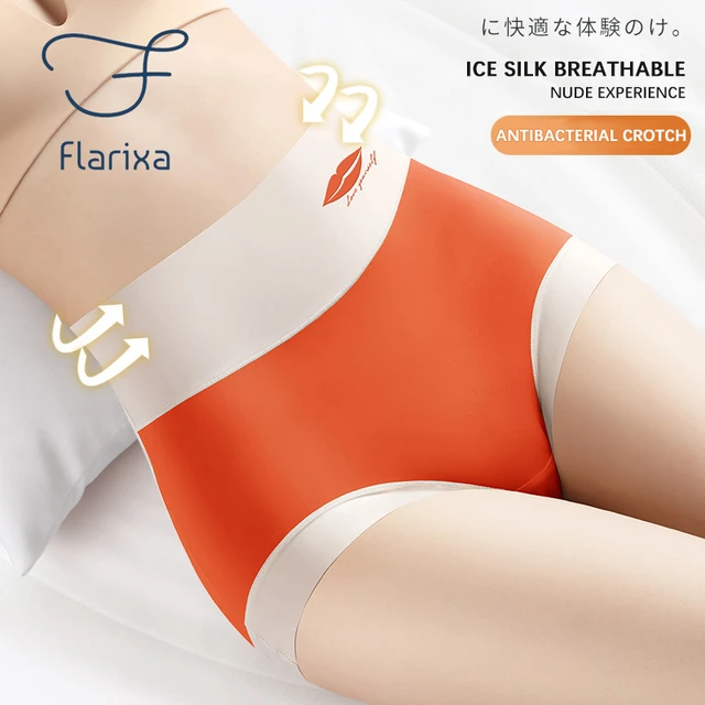 Flarixa 2023 Spring Summer High Waist Ice Silk Panties Comfortable