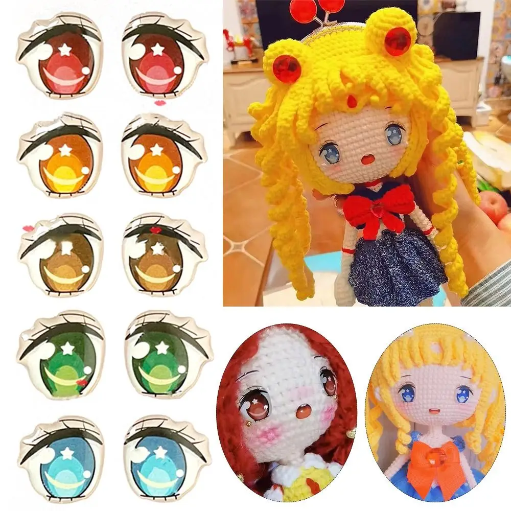 

Eye Chips Paper Cartoon Eyes Stickers 6/8/10/12/15mm Glass crystal Face Organ Paster Stars 5 Color Anime Figurine Doll