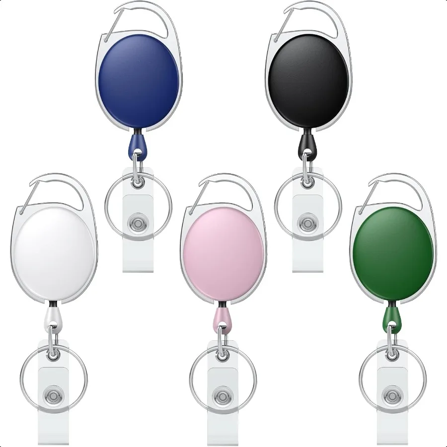 5 Pack Heavy Duty Retractable Badge Reels