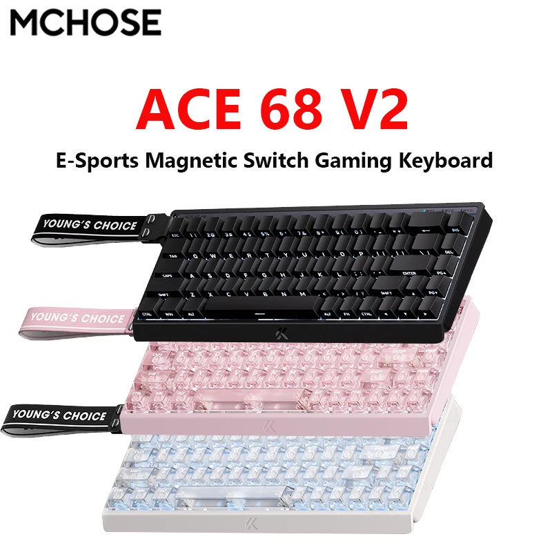 ?   MCHOSE NEW ACE 68 V2 마그네틱 스위치 게이밍 키보드 8KHz 폴링 레이트 256K 스캔 레이트 0.008ms 초저지연 유선 키보드