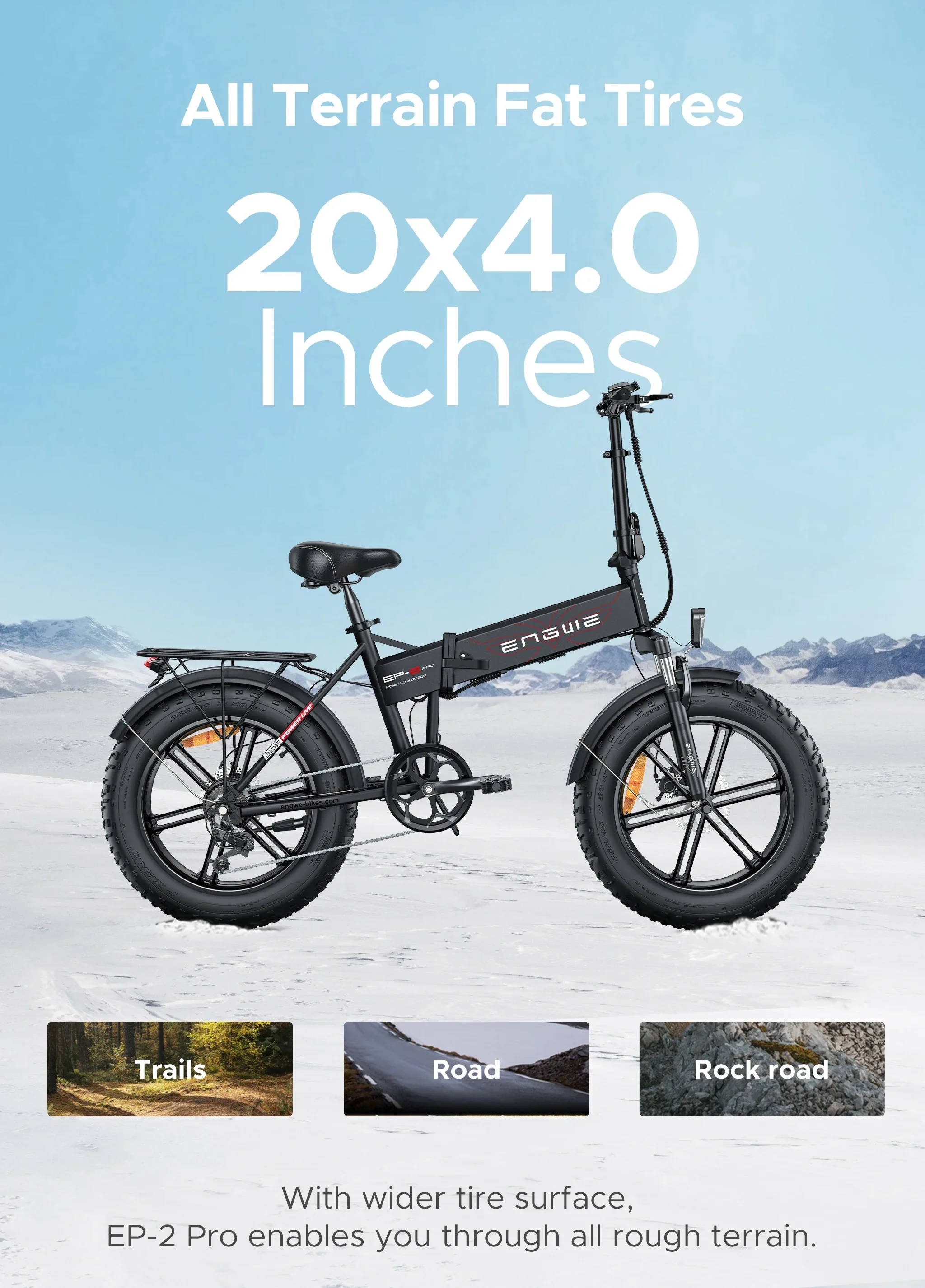 20インチ折りたたみ式電動自転車,ENGWE-EP-2 Wモーター,48V, 13Ah 