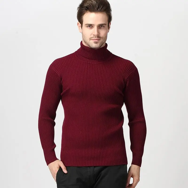 Turtleneck Pullovers Sweaters Men 2020 Autumn Winter Solid Color Long Sleeve Knitting Sweater Thickening Men's Bottoming Shirt 6