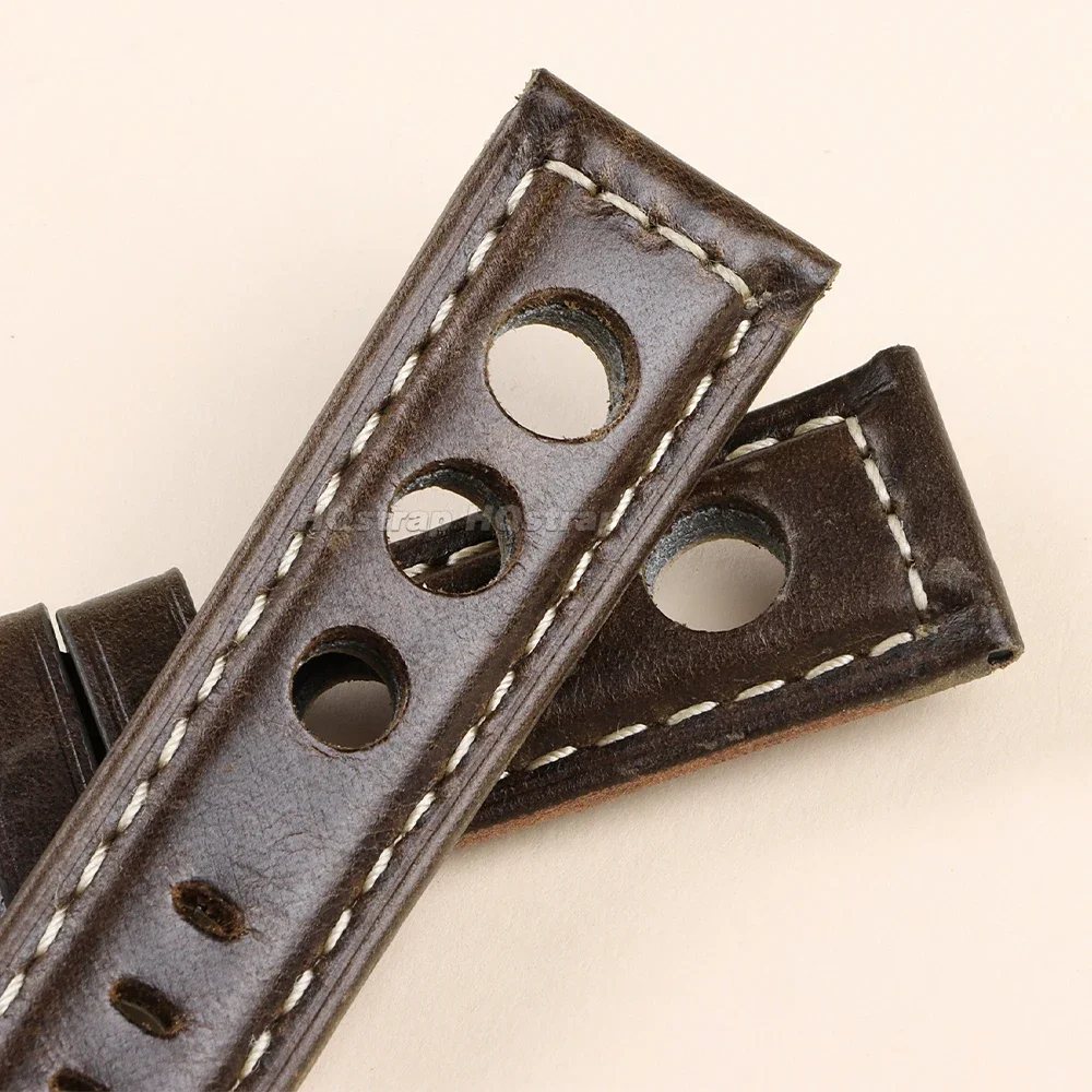 Breathable Vintage Leather Waterproof Sport Watch Strap Bracelet