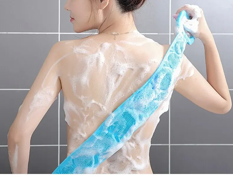 Silicone Body Scrubber  Massage Brush - Bath Towel Shower Belt for Skin Exfoliation