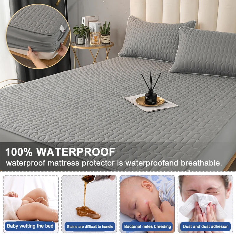 Waterproof Thicken Mattress Pad Protector Skin-Friendly Durable Fitted Sheet Bed Cover Latex Mat Cover 150x200 180x200 160x200 mattress protector