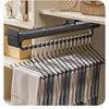 Closet hanger with drawdown hanger on top of wardrobe vertical garment pass 4