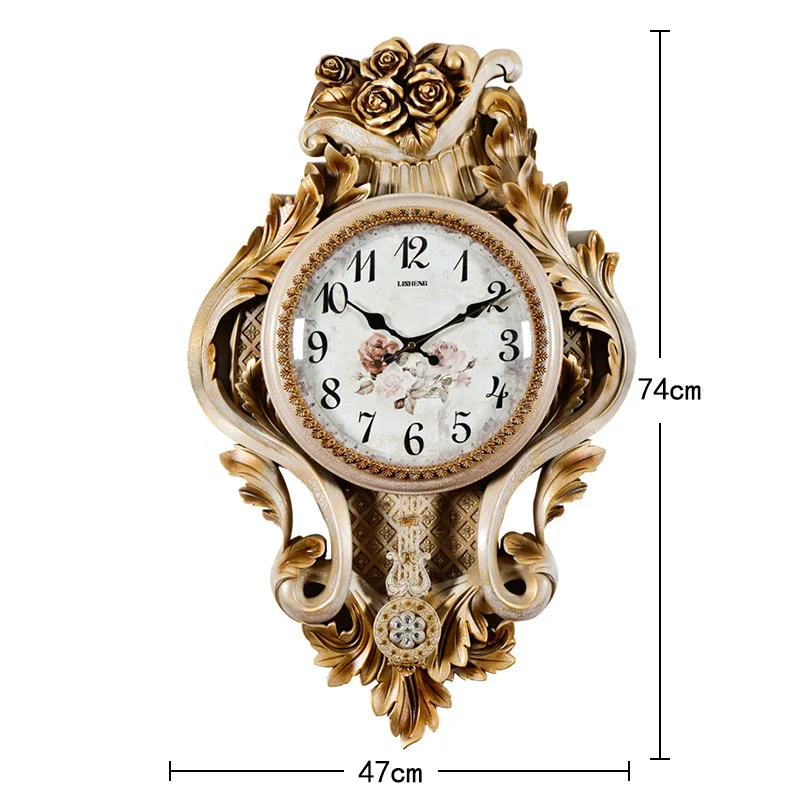 Oversized Swing Mute Wall Clock 3D Engraving Retro Minimalist Clocks D  