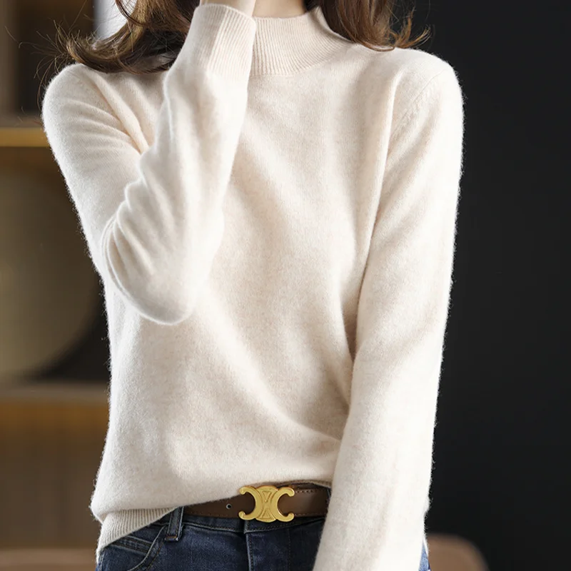 

Women's Basic Loose Sweater, Thickened, Soft, Monochromatic, Casual, Long-sleeved, Fashionable, Chic, Autumn and Winter