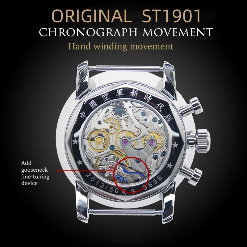 42mm 1963 Chronograph Air Force Mechanical Watch 21 Zuan
