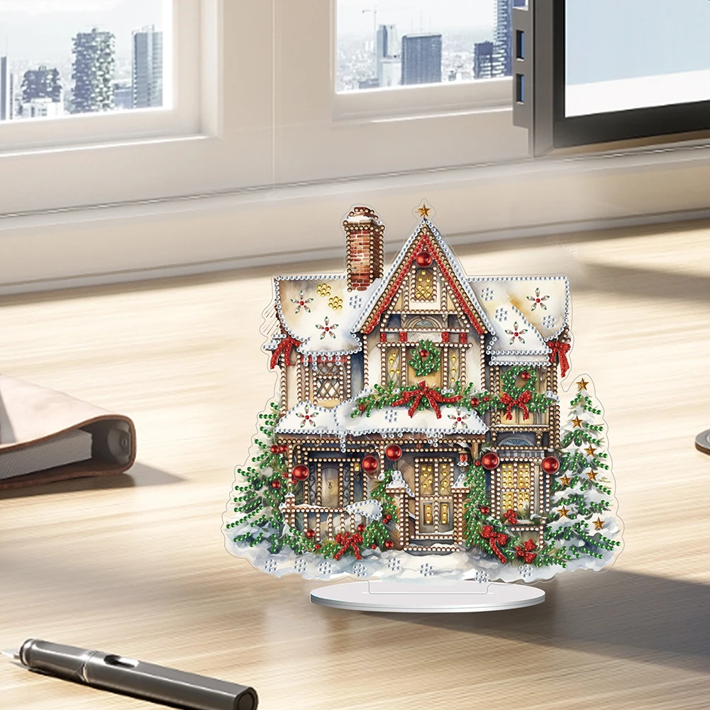 Christmas Diamond Painting Desktop Kit with Acrylic and Resin Gems