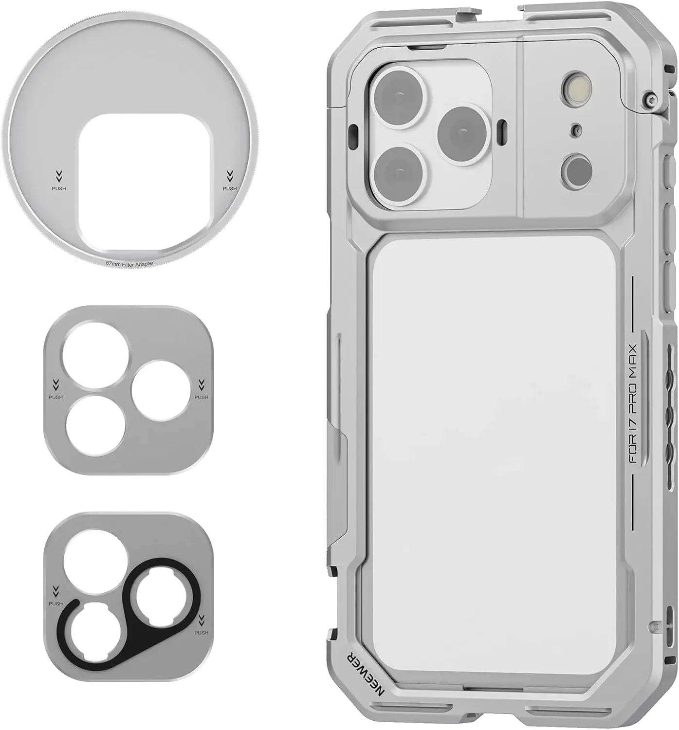 Phone Cage Video Rig Stabilizer For iPhone 17 Pro with 67mm Filter Ring, 17mm Le