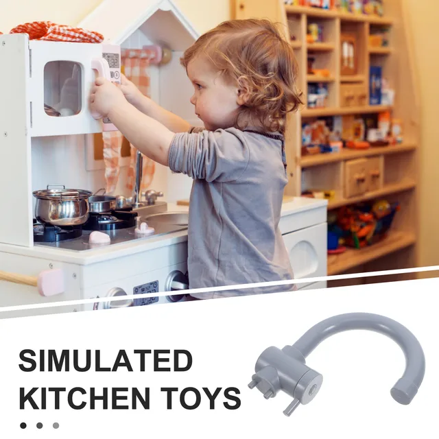 ของเล่นก๊อกน้ำ 2 ชิ้น ชุดของเล่นบทบาทสมมติสำหรับเด็ก อุปกรณ์เสริมของเล่นก๊อกน้ำในครัว ของเล่นเด็กเล่นสมมติ 5