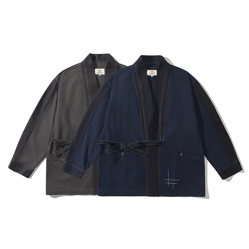 Japanese Samurai Jacket Fashion Casual Loose Men's Cardigan Kimono Streetwear Harajuku Cotton Coats Traditional Clothing