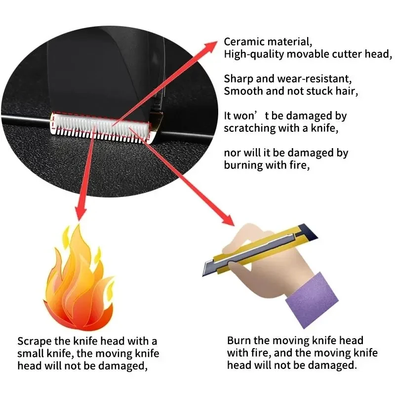 Tondeuse à cheveux professionnelle pour hommes, barbier, tondeuse à barbe, lame en céramique Rechargeable, Machine de coupe de cheveux pour adultes et enfants, faible bruit – Image 4
