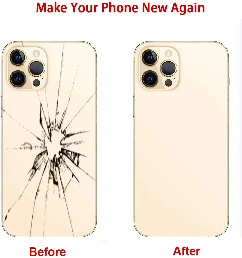 Glass Phone Back Cover For iPhone 12 Pro Max Back Glass Panel Battery Cover Replacement Parts Big Size Hole Camera Rear Door Housing Case