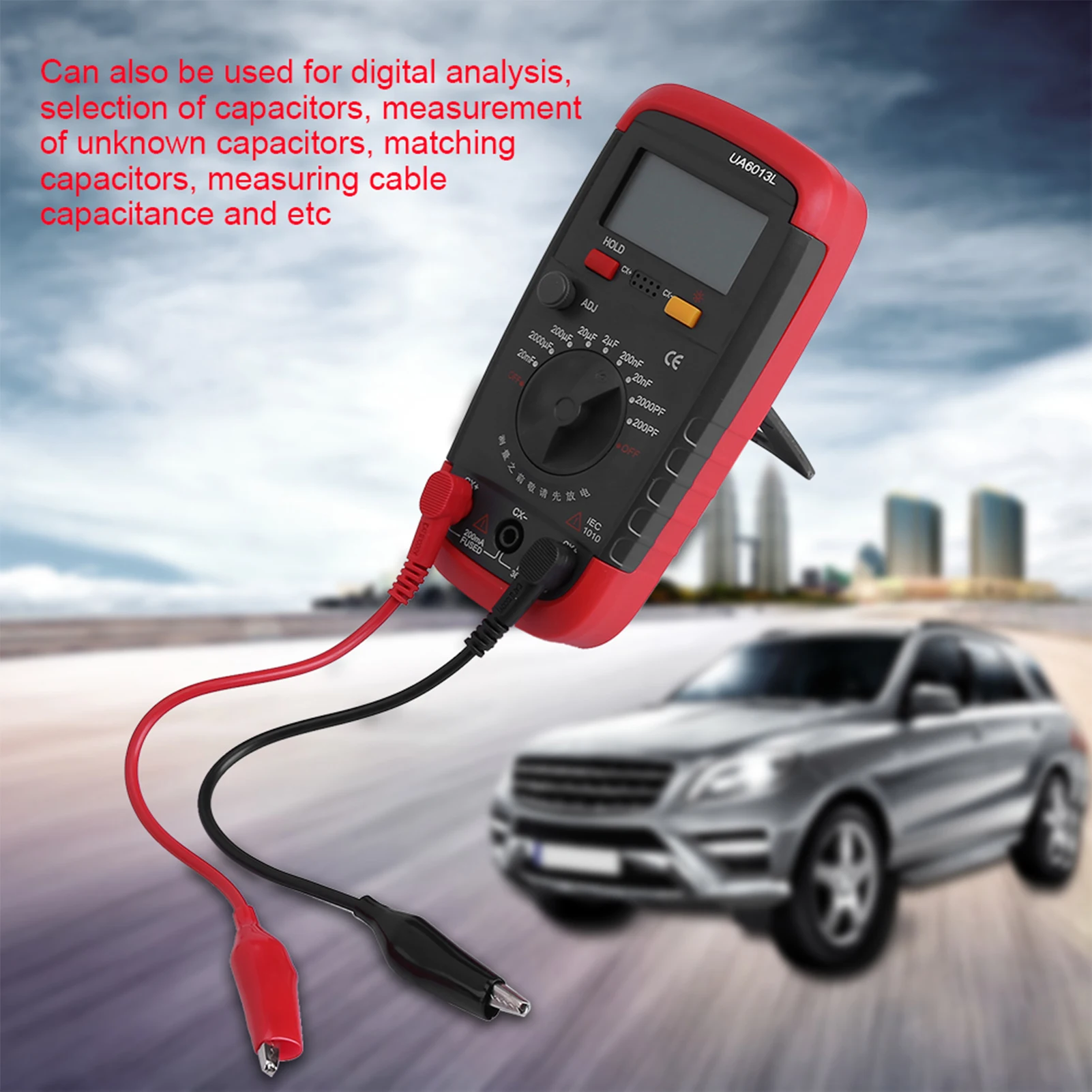 Capacitor Meter Tester UYIGAO Digital Battery Powered Capacitan Capacitor Meter Tester 6013L LCD Display Meter Tester Capacitan 2