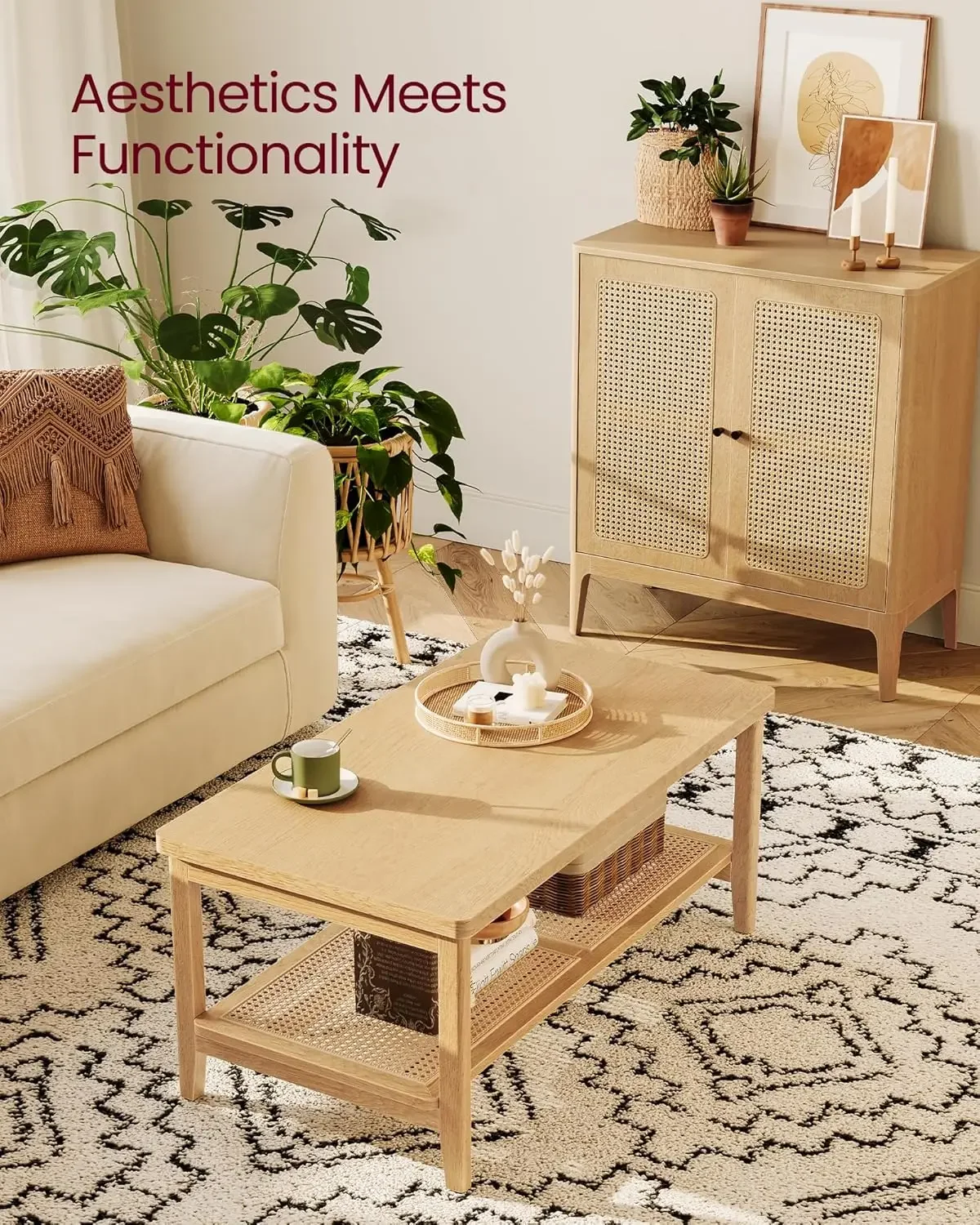 2Tier Coffee Table for Living Room Living Room Table Rectangular Center Table 4