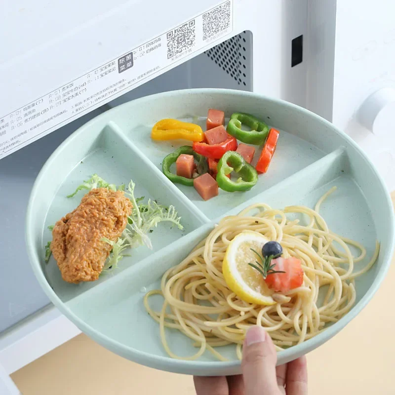 Divided Dinner Plate Children's Three-compartment Household Adult Anti-fall Plastic divided dinner plate