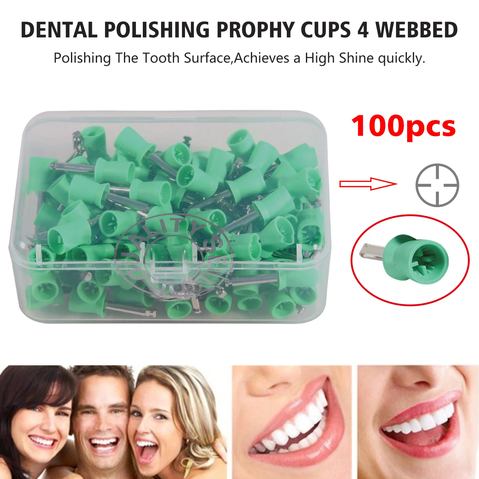 100Pcs/Box Dental Rubber Latch type Polishing Prophy Cups Soft Hard White Blue Green Mix Colorful Polish Disposable Cup Dentist