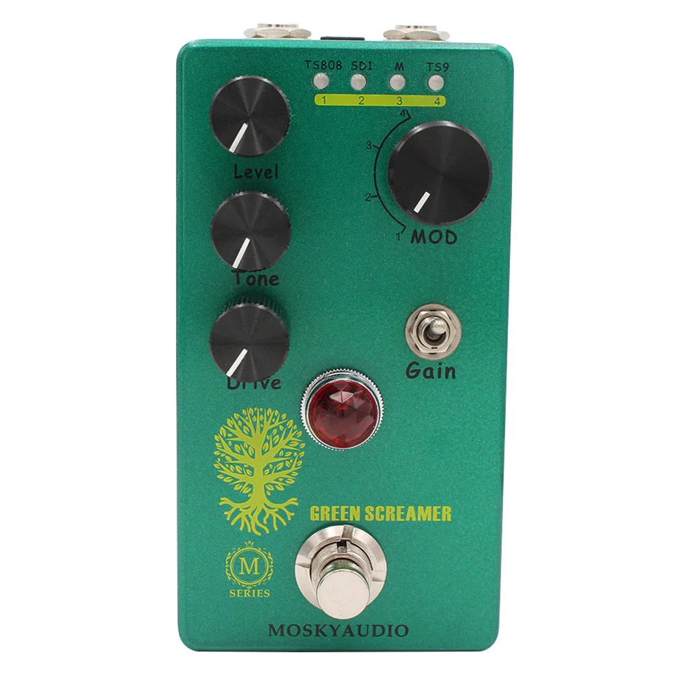 Ottieni Un Livello Professionale Suono Mosky Green Booster Pedale Overdrive Manopola Di Selezione In 4 Modalità Porta Le Tue Abilità Di Chitarra Al Li