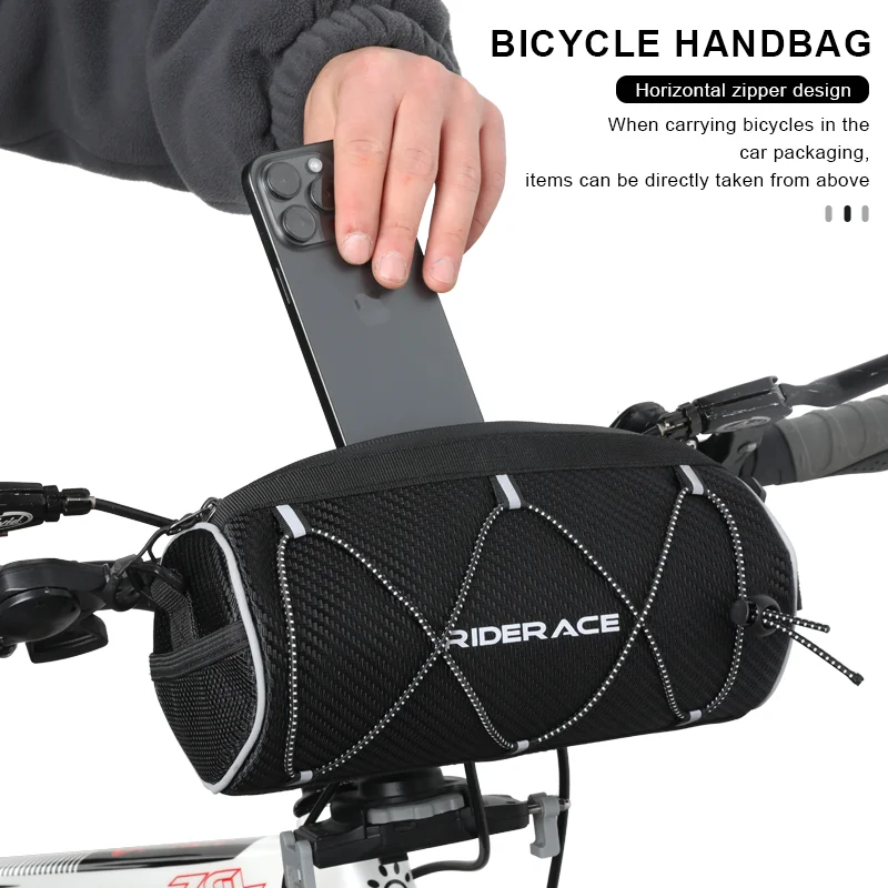 Borsa da Manubrio RIDERACE, Borsa a Tracolla Portatile, Borsa Anteriore per Bicicletta, Accessori per Ciclismo Multifunzionali MTB - immagine 3