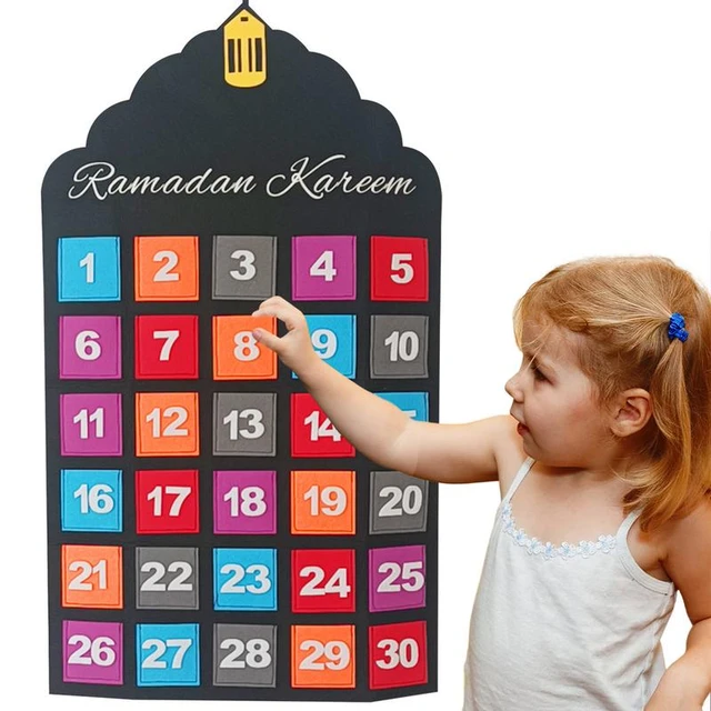 2 PCS Ramadan-Kalender Für Kinder Zum Aufhängen Wand Dekorationen