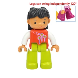 Jumbo Building Block Character Set - Farmer, Pirate, Worker, Doctor & Policeman Figures (Ball Head Girls)