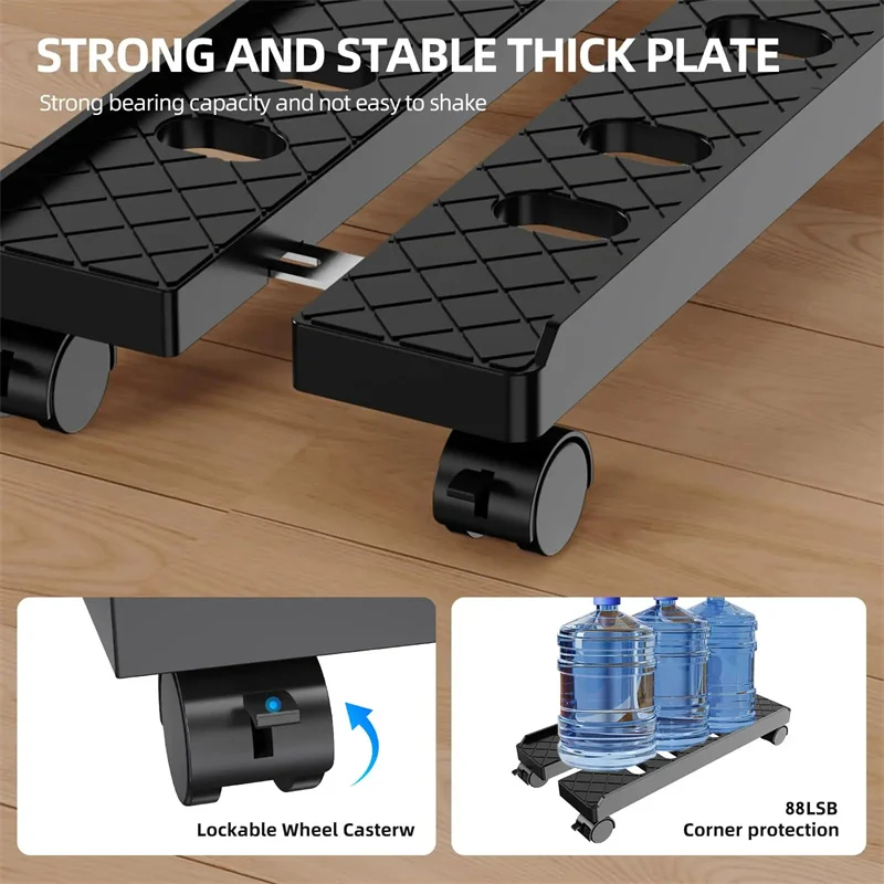 Computer Stand Mobile PC Tower Adjustable Shelf CPU Holder