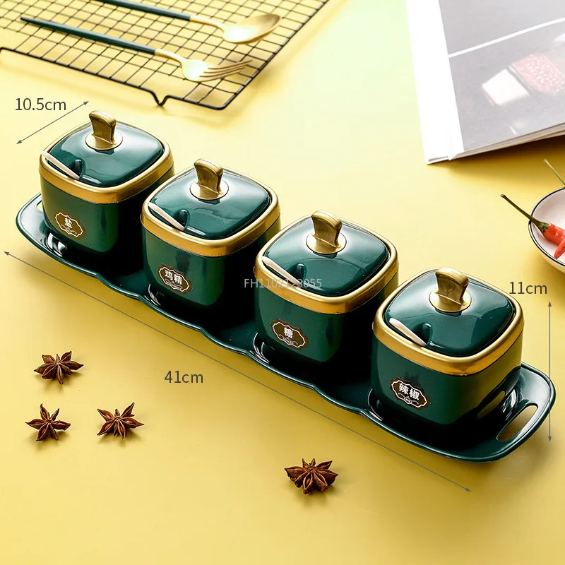 Spice Bottle Plastic Seasoning Jar with Spoon Salt Shaker Sugar Container Sauce Bowl Dispenser Spice Rack Kitchen Gadgets