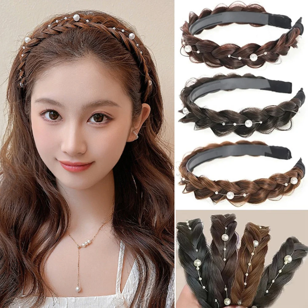 

Women Synthetic Wig Braided Hair Bands Fashion Braids Hair Accessories Women Bohemian Nature Headband Stretch For Party