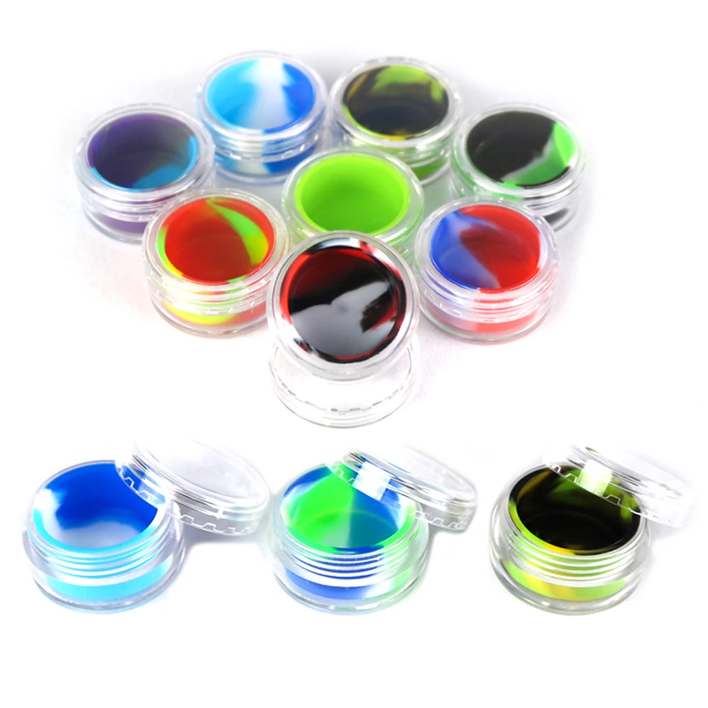 

100Pcs Jar 5ml Nonstick Silicone Container Bottle Face Cream Jars Oil Storage Box Makeup Case Cosmetic Smoking Accessories