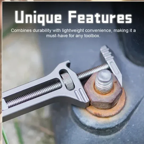 Small pocket wrench multi-tool for outdoor camping, integrated titanium alloy bottle opener, small outdoor tools.