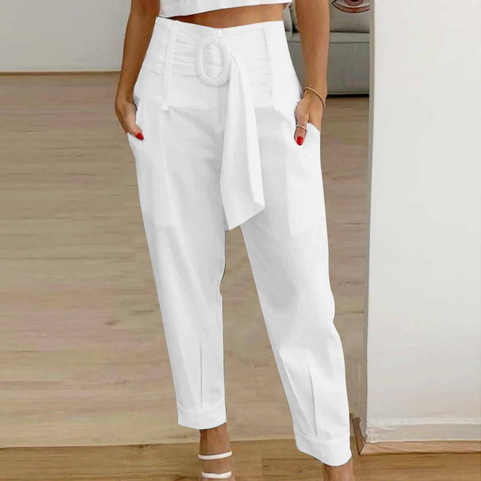 

Cargo Pants Women Wide Leg Beach Pants Boho Loose Pantalones High Waisted Straight Capris Baggy Sweatpants Office Ladies Pants