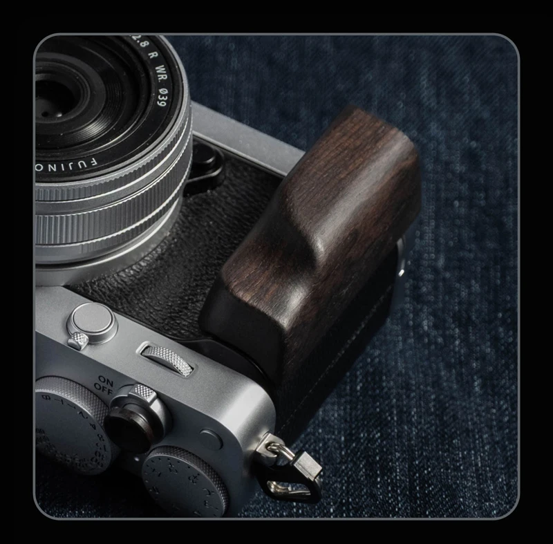 Roadfisher 카메라 우드 핸드 그립 핸들 알루미늄 합금 베이스 홀더 Fujifilm X-E5 Fuji XE5 용 L 모양 퀵 릴리스 보드