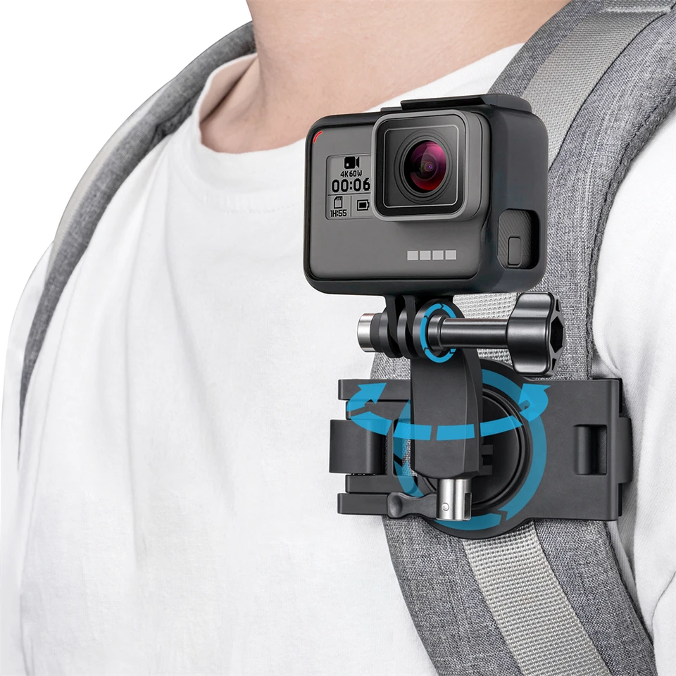 Supporto A Clip Rapido Per Zaino 360° – Morsetto A Coccodrillo Per Action Cam GoPro, DJI Osmo Action E Simili, BC-2
