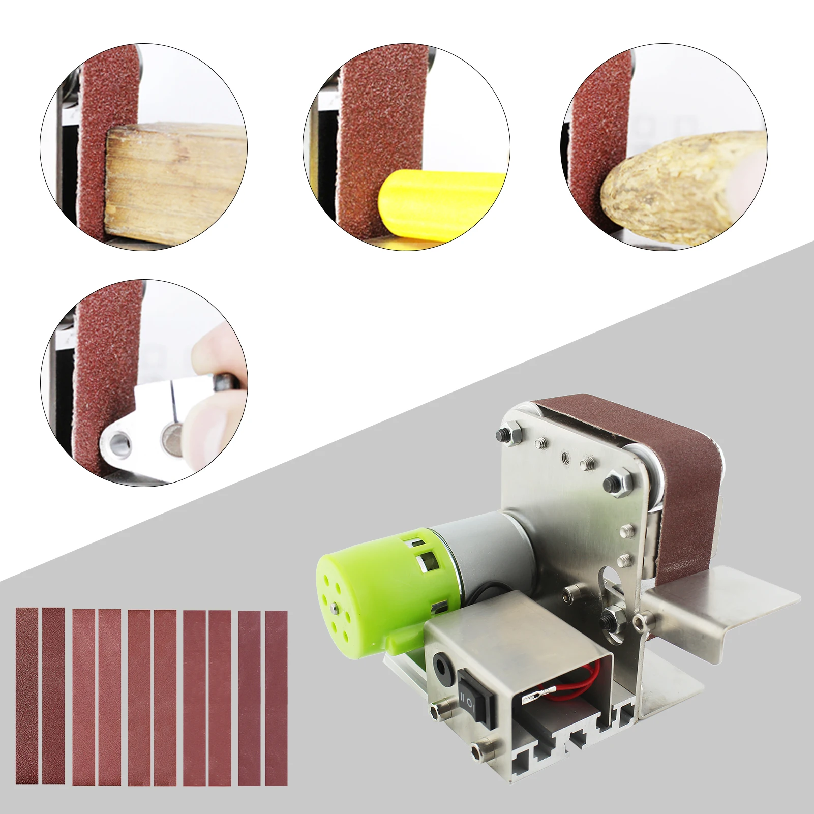 Mini Grinder 220V Electric Sanding Polishing Grinding Machine Belt Sander 7 Variable Speed for Polishing Wood Acrylic Metal 5
