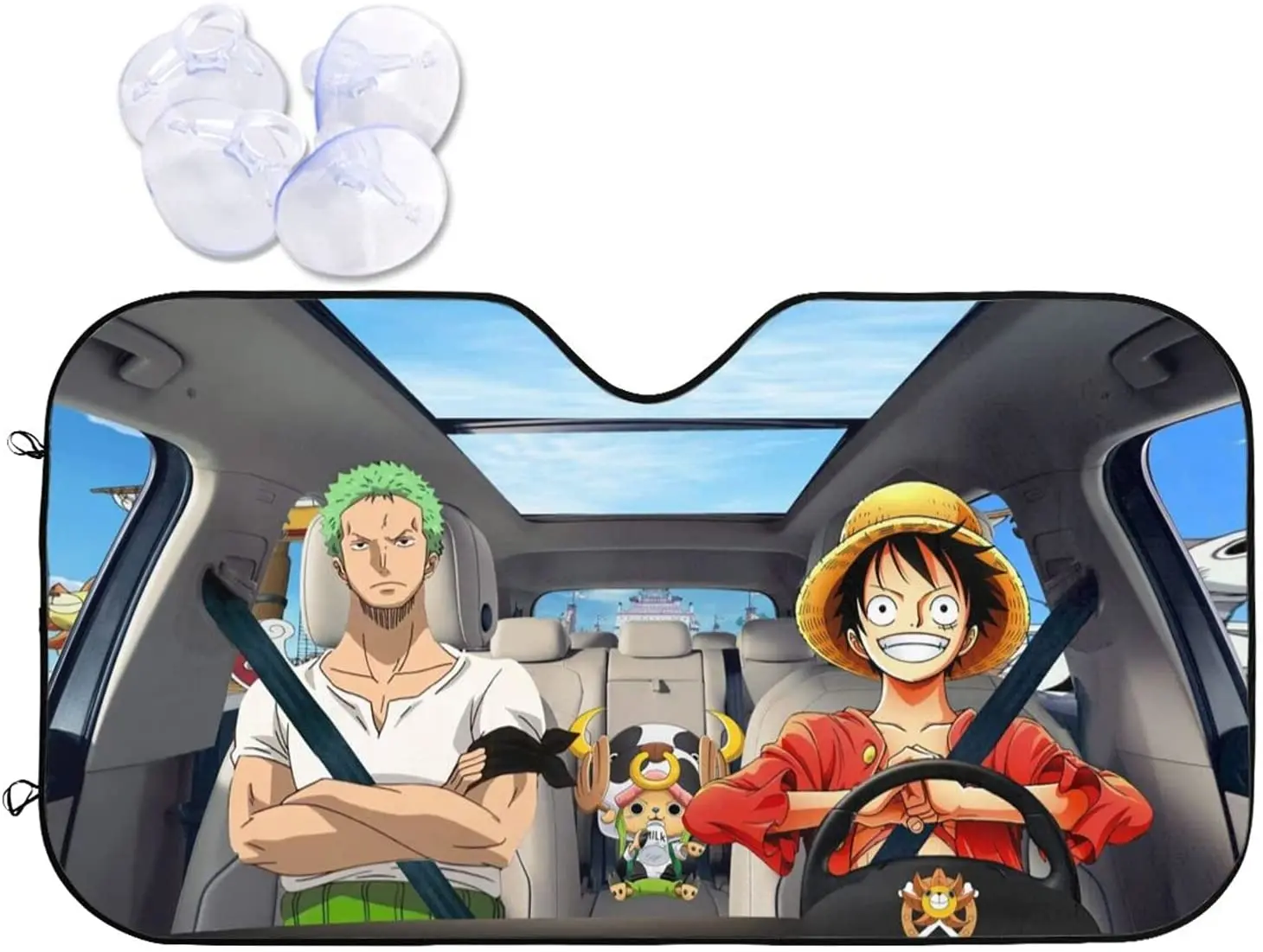 

Car Windshield Sun Shade,One Piece Anime Foldable Car Sun Visor Windshield Sunshade for Car Accessories, Fits Most Car Front Win