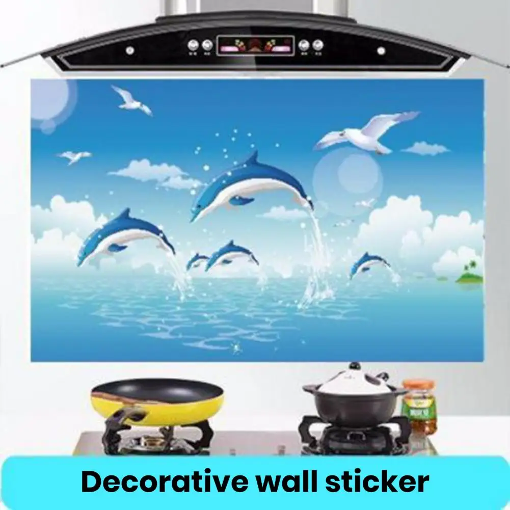 Wall Stickers Kitchen Bathroom Oil-proof Heat Resistant Flower Vegetable Fruit Dolphin Wall Art Decal Decoration