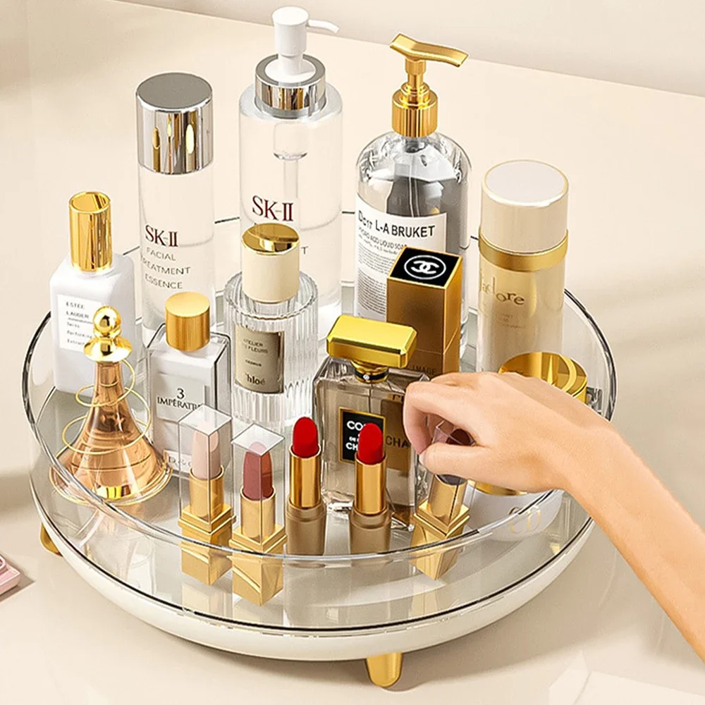 360 Rotating Tray Kitchen Storage Containers for Spice Jar Snack Food Tray Bathroom Storage Box Non Slip Cosmetics Organizer 4