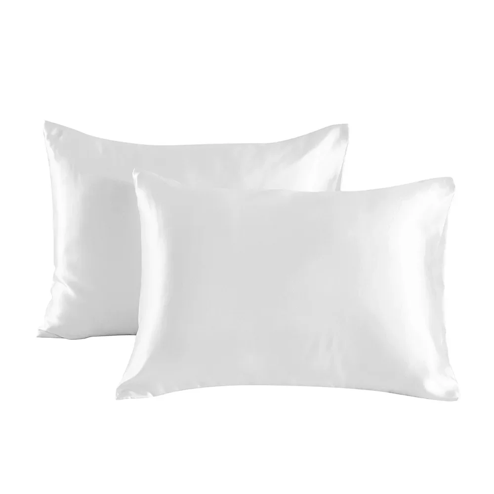 1 pair of large silk satin pillowcase simple solid color bedding household smooth multicolor satin pillowcase household 2