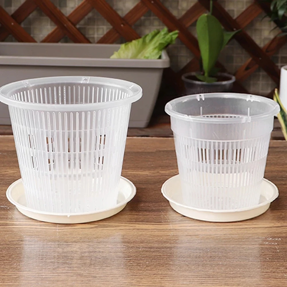 

Flower Pot With Tray Transparent Plastic For Growing Plants Vegetables Fruits Reusable Flowerpot With Air Hole Home Decoration