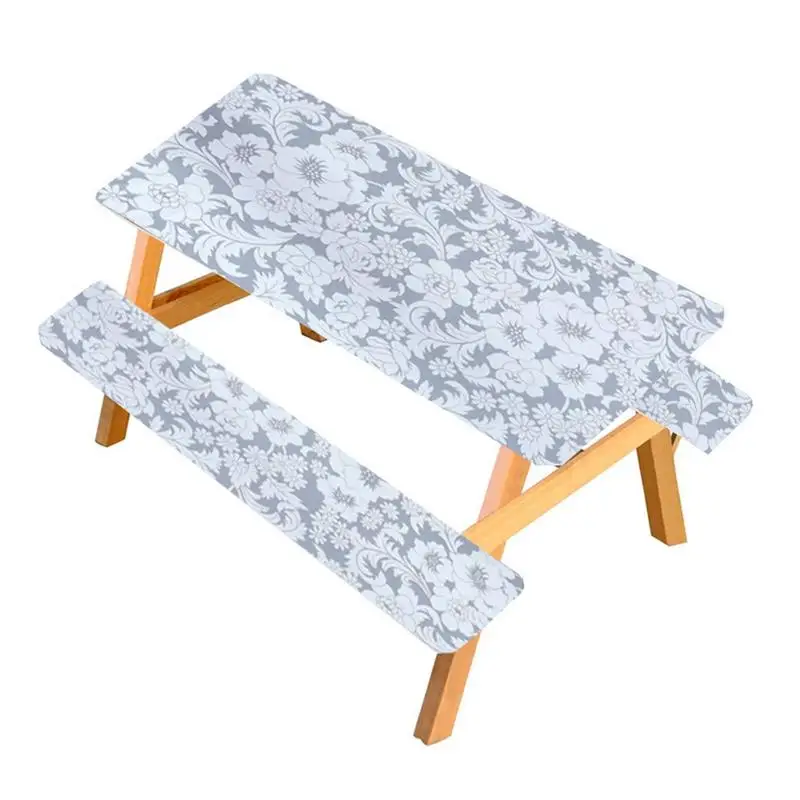 

Picnic Table Chair Cover Kit Plaid PVC Waterproof Rectangle Tablecloth Elastic Picnic Bench Covers For Indoor Outdoor Tables
